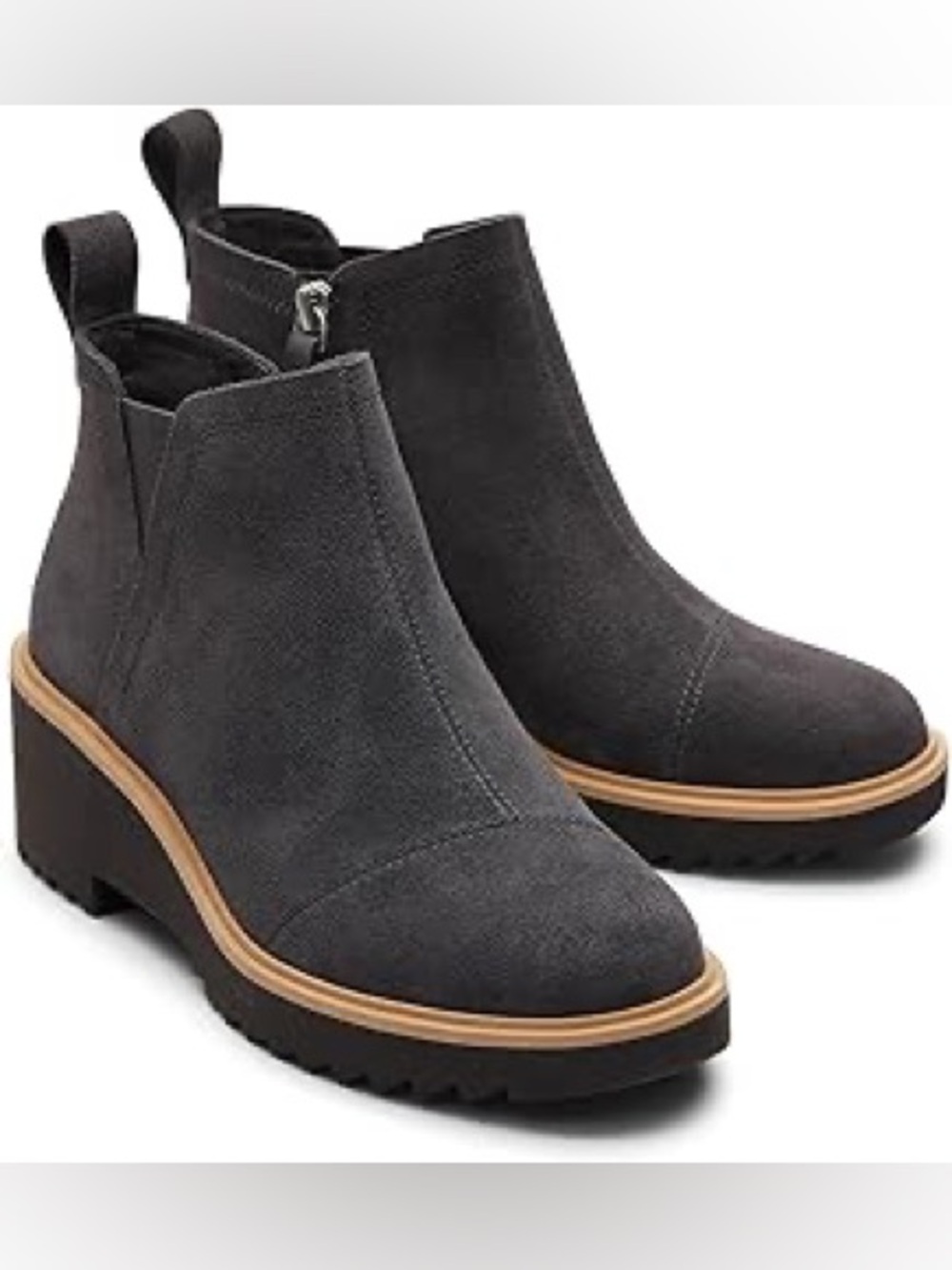 TOMS Maude Wedge Bootie Ankle Boot Gray Forged Iron Size 8 - Picture 2 of 8